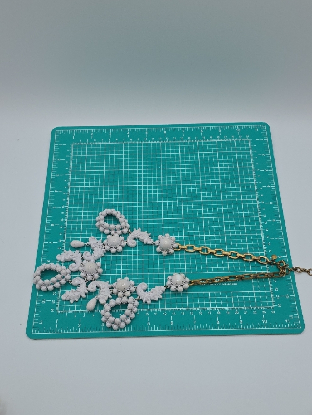 J. Crew White Floral Bib Necklace with Gold Chain - Picture 9 of 11